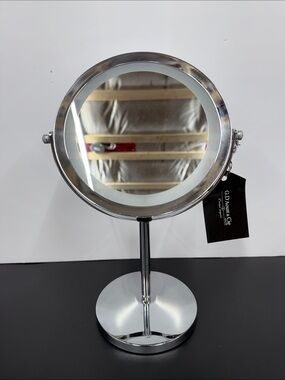 Silver Round Double-Sided Vanity Mirror